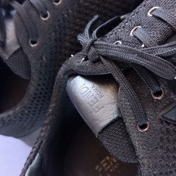 FENDI ROMA Kanye Style Athletic Shoes Black Mesh - Picture 3 of 12